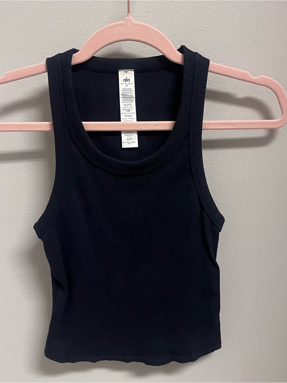 ALO Yoga Black Ribbed Scoop-Neck Tank